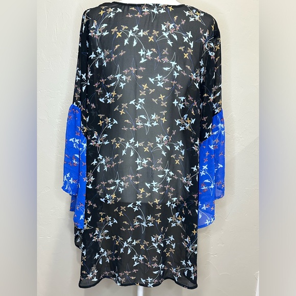Blue and Black Floral Botanical Kimono Large - Picture 4 of 5